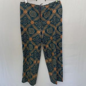 Vintage Ralph Lauren Wide Leg Drawstring Pant Boho Floral Medallion Size 10